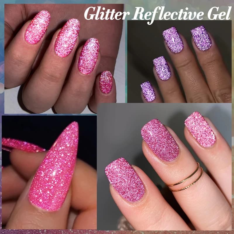 UR SUGAR 15ml Fluorescent Reflective Nail Gel Polish Flash Effect Glitter Neon Soak Off UV Gel Manicure Halloween Nail Art - 6