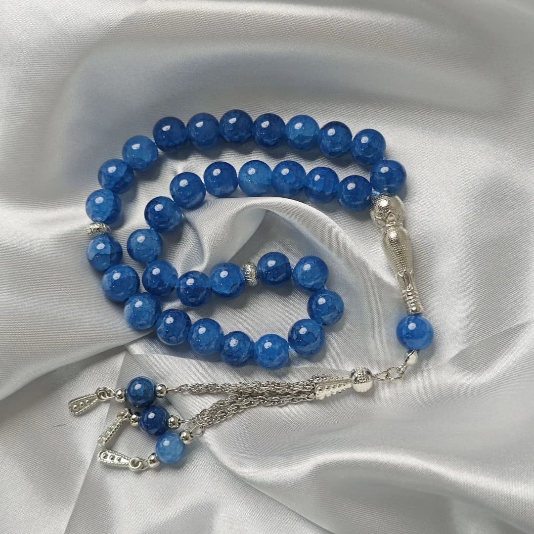 33 Beads 10mm Dragon Vein Stone Tasbih, Cracked Glass Prayer Beads for Ramadan Gift, Islamic Fashion Accessory - 6
