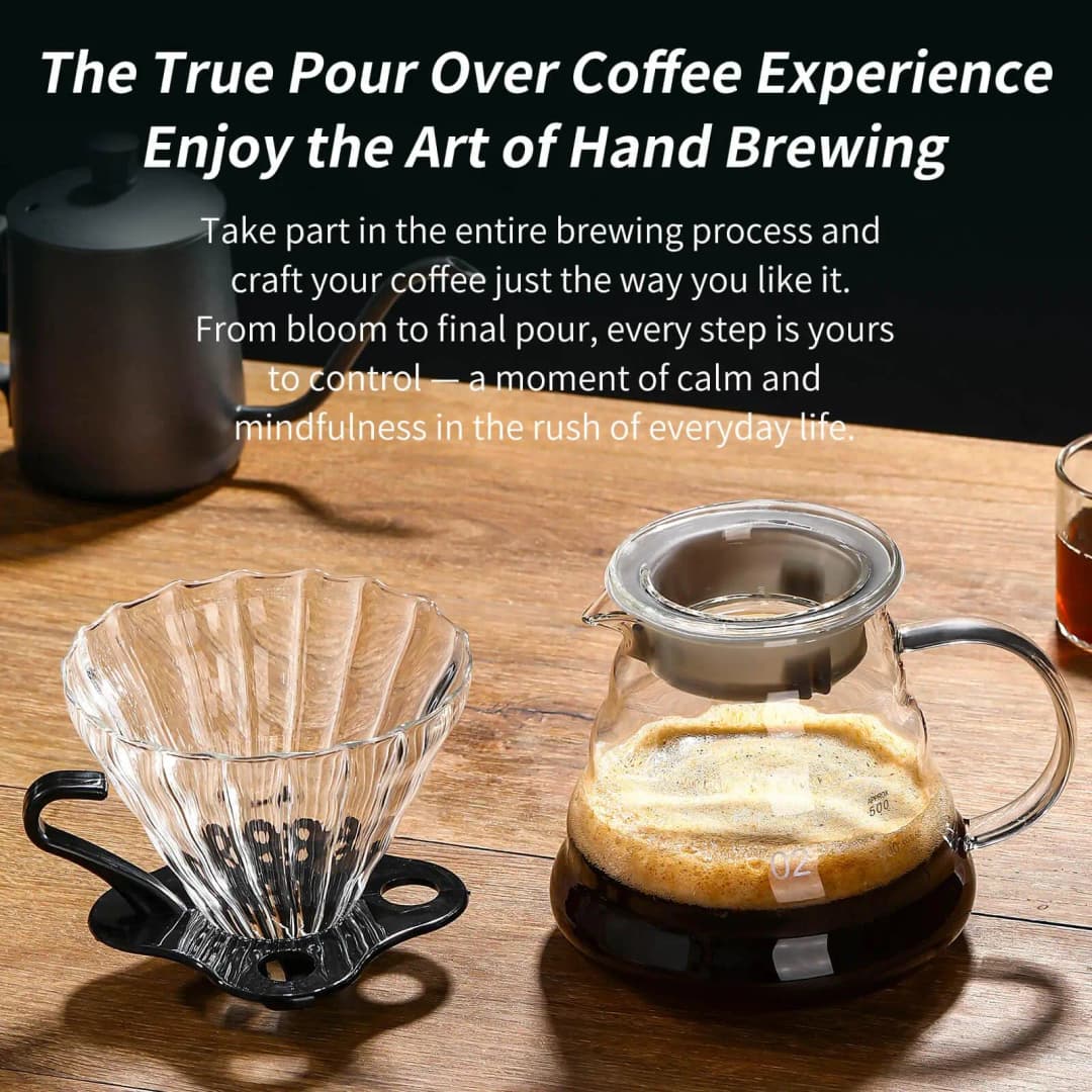 إبريق قهوة زجاجي وقمع مجموعة فلتر صانع قهوة يدوي على شكل سحابة مع كوب استخراج للاستخدام المنزلي - 4