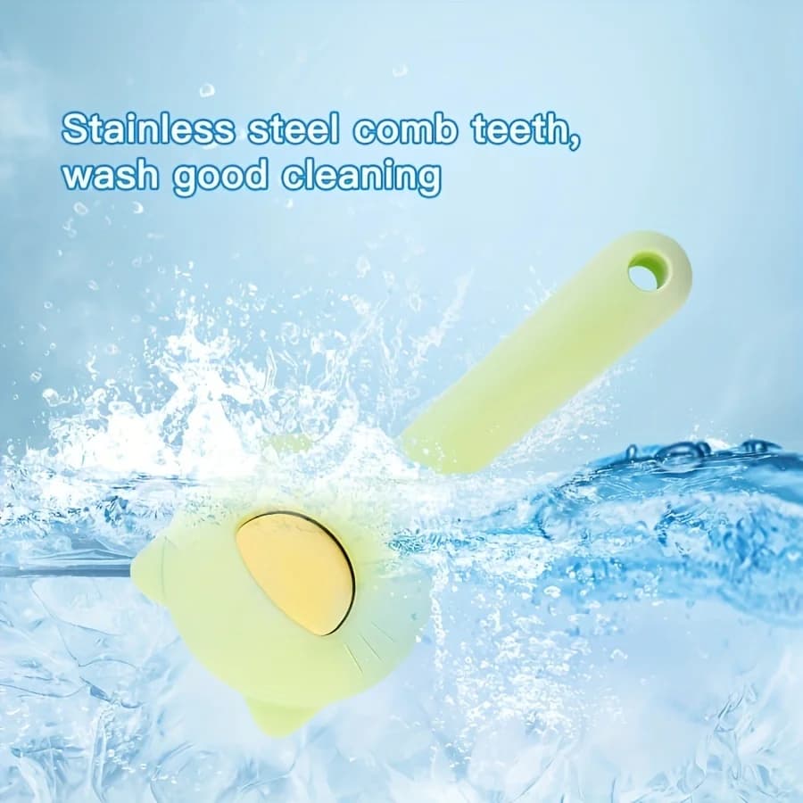 Cat Bath and Massage Brush - Self-Cleaning Pet Grooming Comb for Shedding,Gentle on Cats, Perfect for Bathing and De-Matting - 5