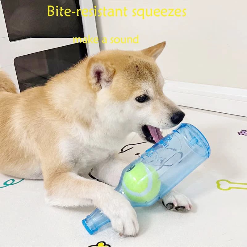 Pet Toy Dog Chew Squeaky Tennis Ball Bottle Self-Entertainment Boredom Relief Durable Chew Teething Pet Toy Interactive Dog Toy - 4