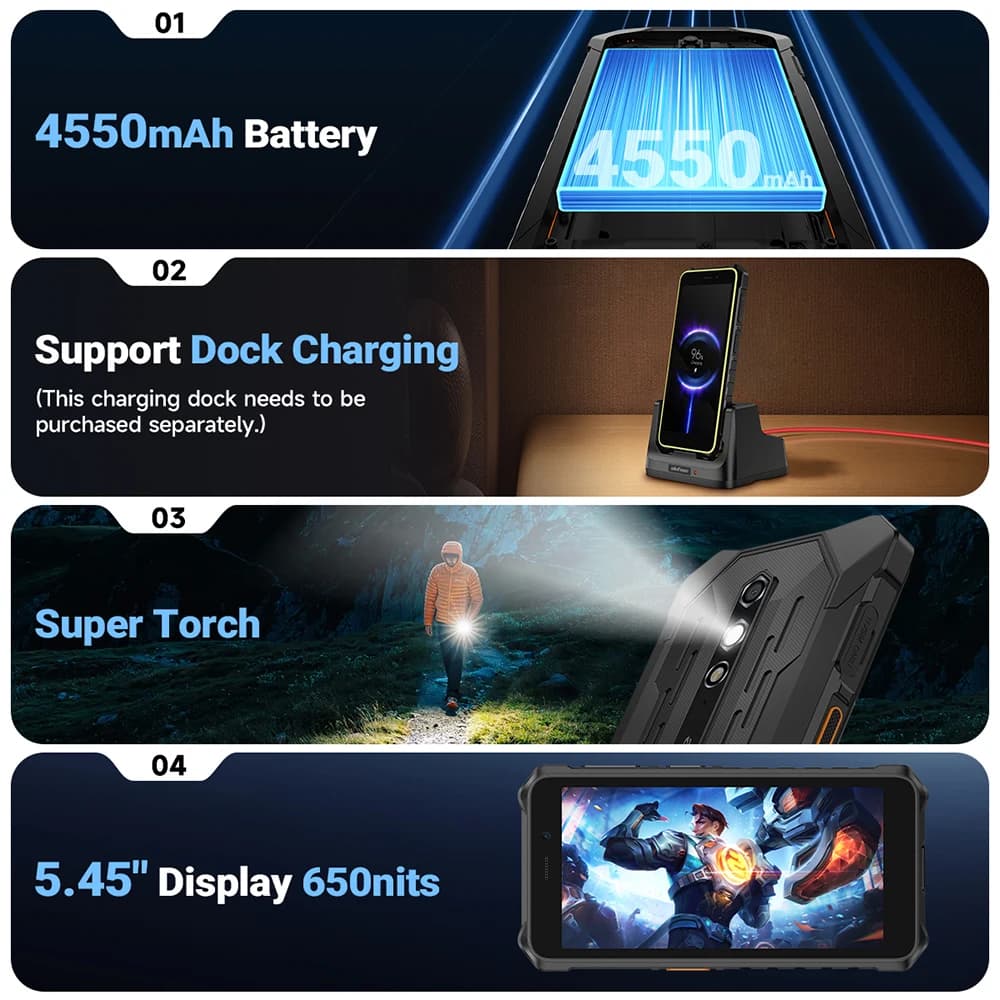 【World Premiere】Ulefone RugKing 2 Pro AI Rugged Phone Android 15 4G 128GB ROM Waterproof Smartphone NFC 5.45"4G  Global 4550mA - 2