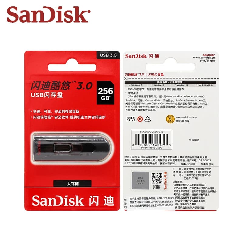 SanDisk CZ600 قلم تخزين USB 3.0 أصلي عالي السرعة 256 جيجابايت 128 جيجابايت 32 جيجابايت مصغر USB 3.0 16 جيجابايت ذاكرة بلاستيكية - 5