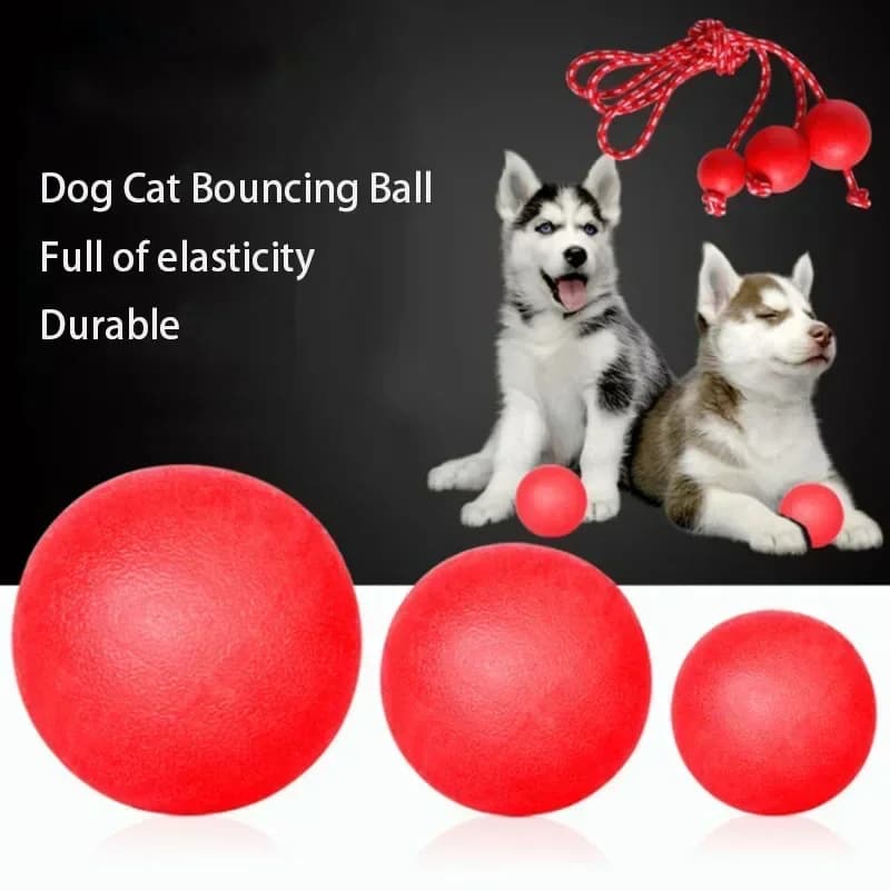 Dual Use Solid Rubber Dog Ball Toy Durable Dog Chew Toy For Outdoor Agility Training High Bounce Tough Dog with Rope - 2