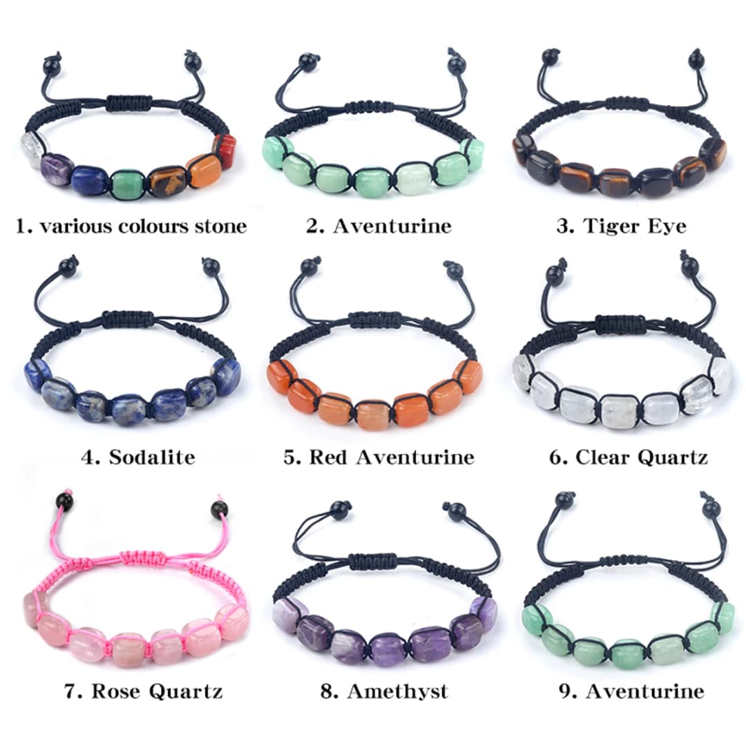 Square Beads 7 Chakra Treatment Crystal Bracelet Yoga Stone Adjustable Bracelet Meditation Relaxation Anxiety Women's Bracele - 6