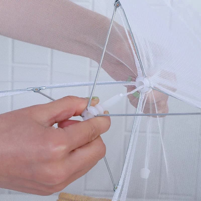 Foldable White Mesh Food Tent Washable Portable Insect Cover for Outdoor Picnics BBQ Parties Transparent Pop Up Screen Cover - 5