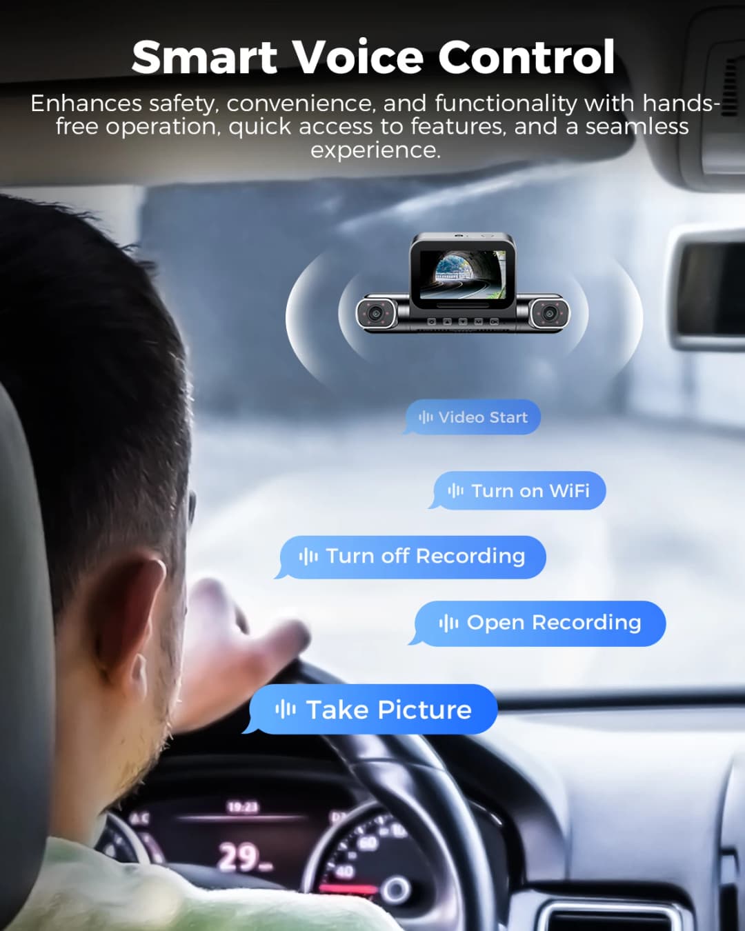 AZDOME كاميرا سيارة 360 درجة رباعية القنوات M660 بدقة 2.5K+3*1080P، GPS، واي فاي 5G، ذاكرة داخلية 128 جيجابايت، رؤية ليلية، وضع مراقبة 24 ساعة - 6