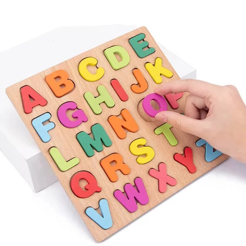 Toddlers Wooden Puzzle Montessori Baby Toys ABC Alphabet Number Shape Matching Board Game Preschool Educational Toy for Kids 2-4 - 6