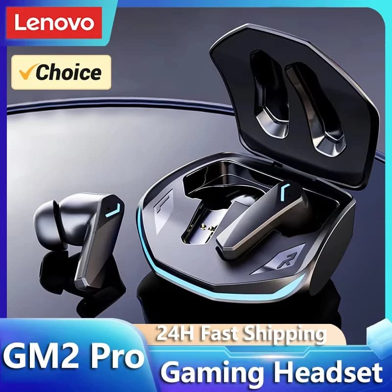 سماعات أذن Choice Lenovo GM2 Pro لاسلكية بلوتوث 5.3، للألعاب ذات الكمون المنخفض، وضع مزدوج، سماعات أذن رياضية داخل الأذن مع ميكروفون