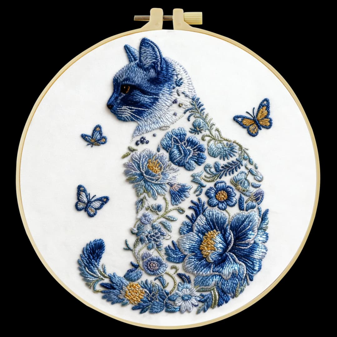 1pc 20X20CM/15X15CM 7.87/6.3inch cat Embroidery Starter Kit DIY kit DIY embroidery kit manualidades Needle Art Sewing Art - 4