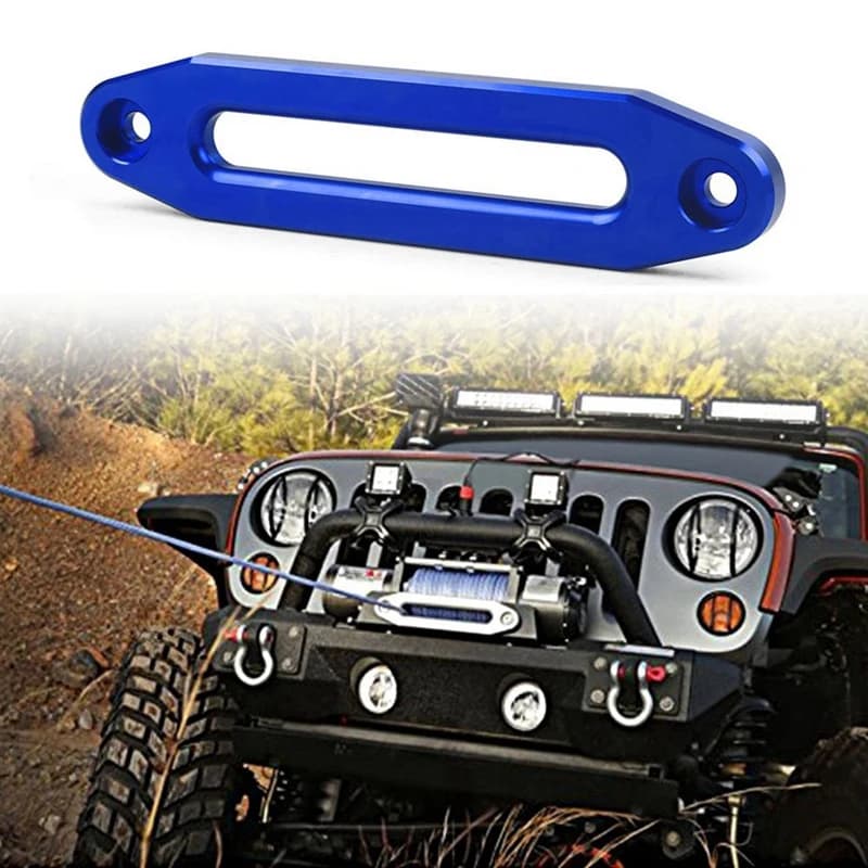 مرشد حبل بكرة بديل 10 بوصة 12000 دي بي إس من الألمنيوم للطرق الوعرة حبل 4WD فضي مرشد سلك أزرق - 3