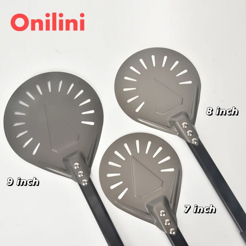 Onilini 7/8/9 بوصة بيتزا قشر قشر سبائك الألومنيوم مثقب البيتزا الخشب مقبض البيتزا مجرفة مجداف فرن الملحقات - 2