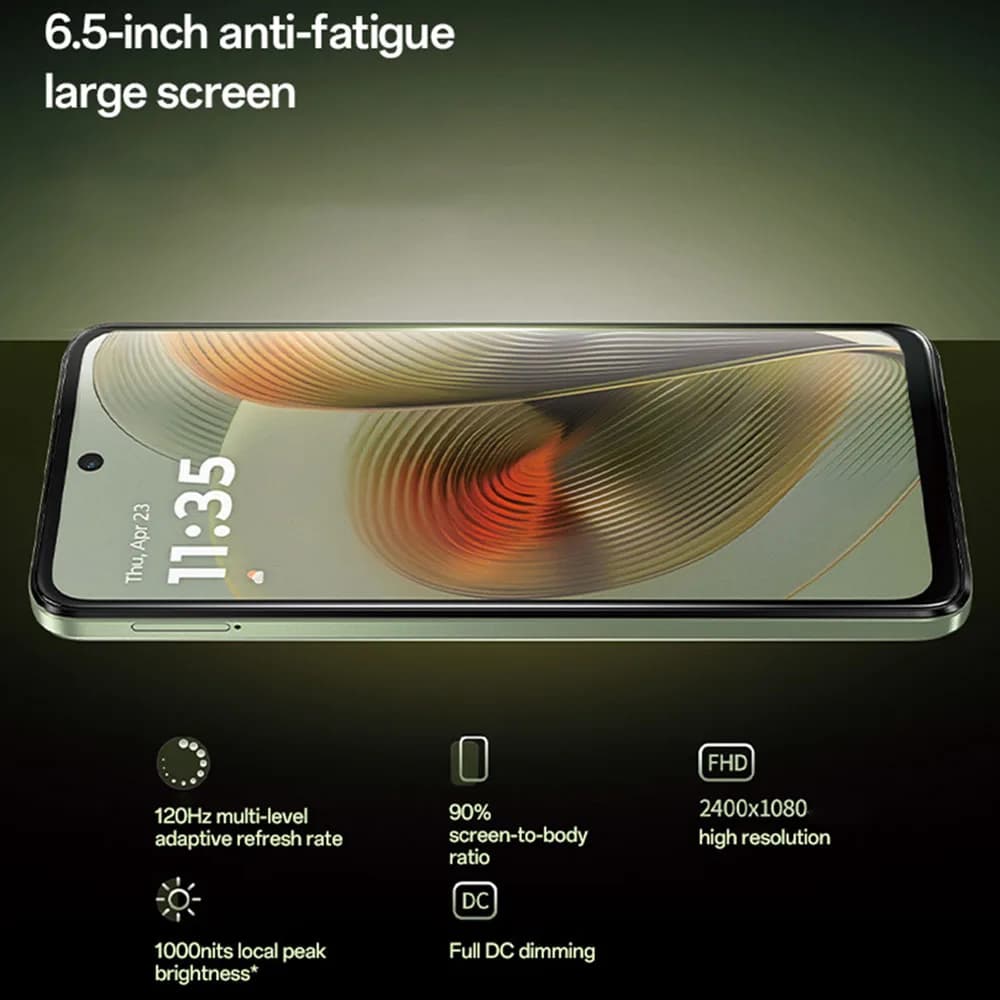 موتورولا موتو G55 5G هاتف ذكي شاشة 6.5 بوصة 120Hz FHD+ كاميرا مزدوجة 50MP OIS معالج دايمنسيتي 7025 ثماني النواة بطارية 5000mAh - 6