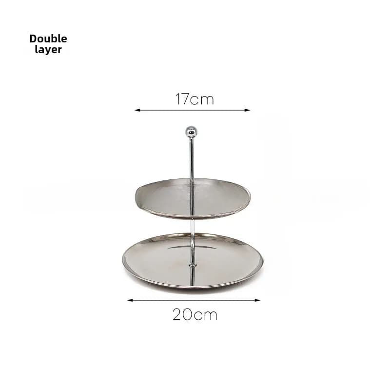 صينية تنظيم من الفولاذ المقاوم للصدأ للمجوهرات والمفاتيح والكعك، طبق عرض متعدد الطبقات، رف منزلي مع قاعدة غير قابلة للانزلاق - 6