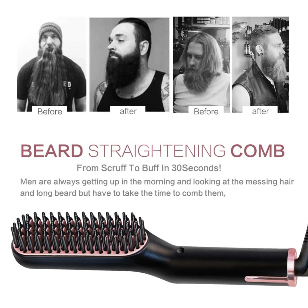 Men's Electric Beard Straightener Negative Ion Hair Straightening Brush Hair Straightener Wet & Dry Quick Styler - 4