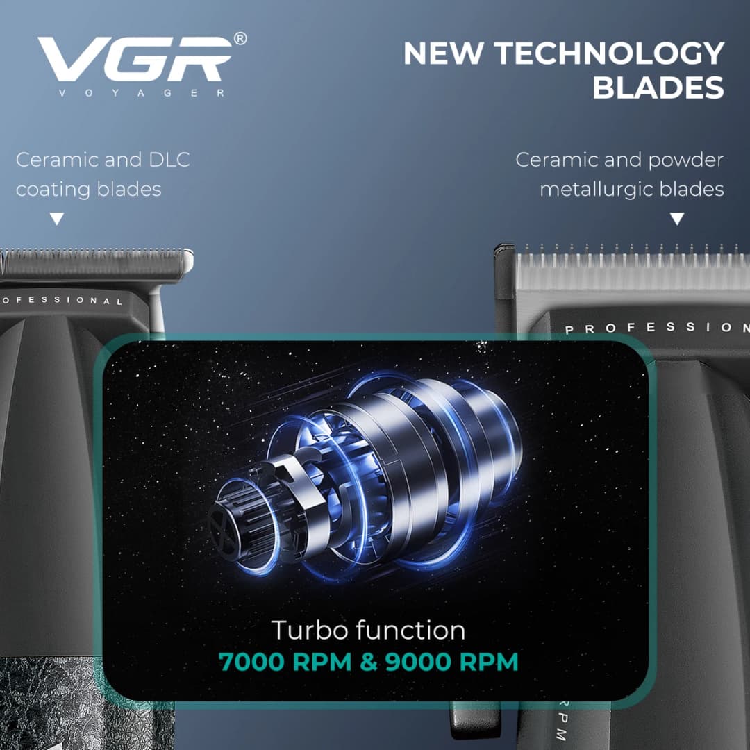 VGR Hair Trimmer Professional Hair Cutting Machine 9000 RPM Barber Shaver Cordless Hair Clipper LED Trimmer for Men V-640 S3 - 2