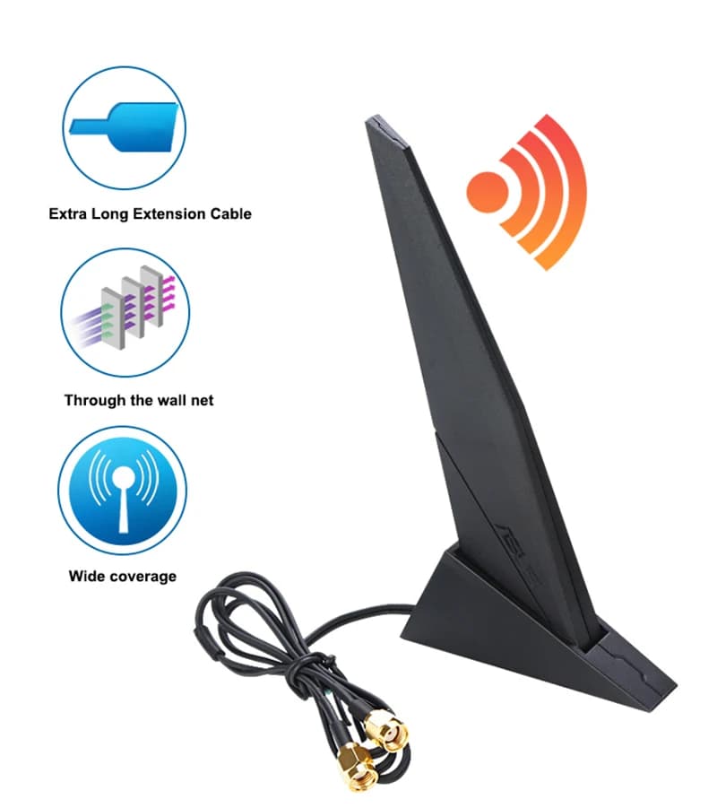 هوائي بطاقات الشبكة الأصلية من ASUS، هوائي مغناطيسي ثلاثي النطاق 2.4G/5G/6G WiFi6e، متوافق مع LOH Z390 وZ490 وX570 وB460 وB360 - 5