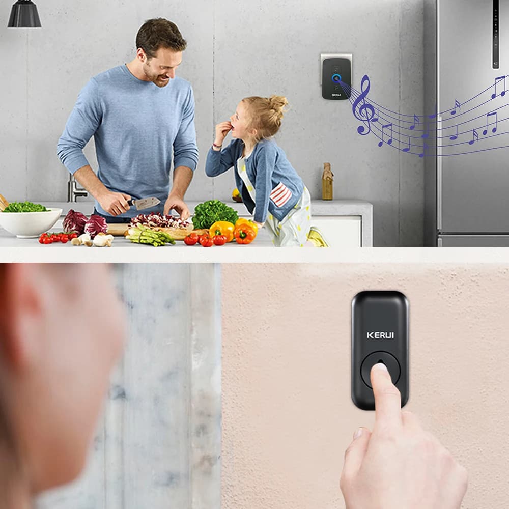 KERUI Wireless Doorbell Waterproof OutDoor Smart Home Door Bell Welcome Melodies Chimes LED Flash Security Adjustable Volume - 4