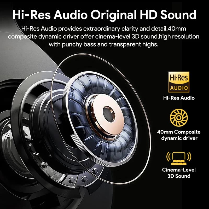 سماعات رأس QCY H3 ANC صوت عالي الدقة لاسلكية بلوتوث 5.4 سماعات فوق الأذن 60 ساعة 43dB إلغاء ضوضاء نشط هجين - 4
