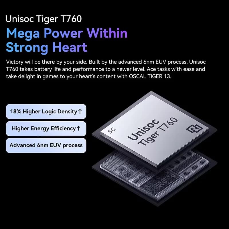 Blackview Oscal Tiger 13 5G Smartphone 6.67 inch 90Hz IPS Display Unisoc T760 8GB 256GB 5000mAh 50MP AI Camera NFC Mobile Phone - 4