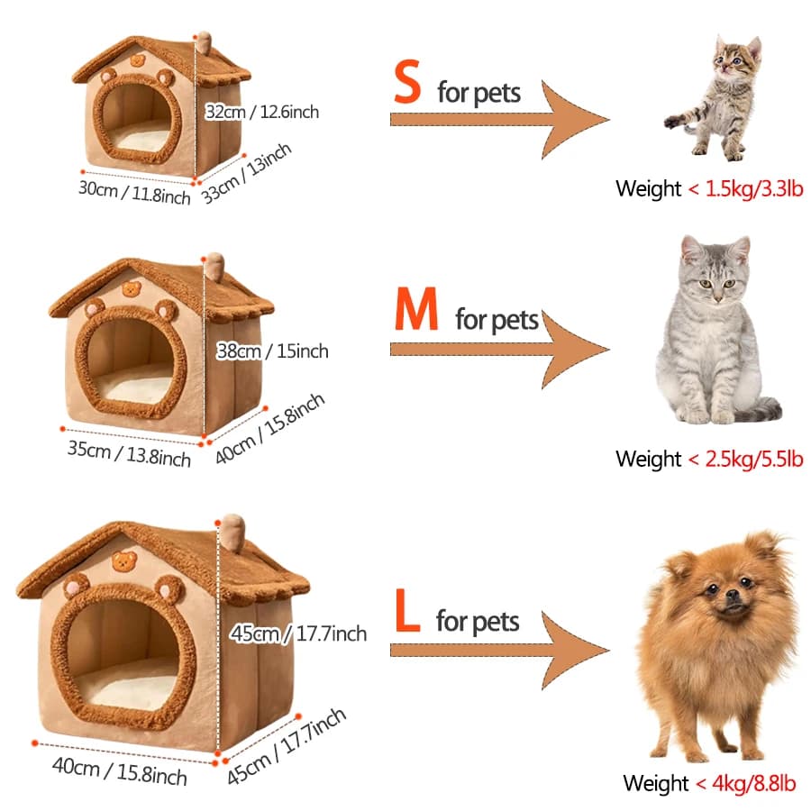 Folding Houses Removable Washable Cat House Puppy Cave Sofa Four Seasons General Can Pet Supplies for Small Medium Pet - 3