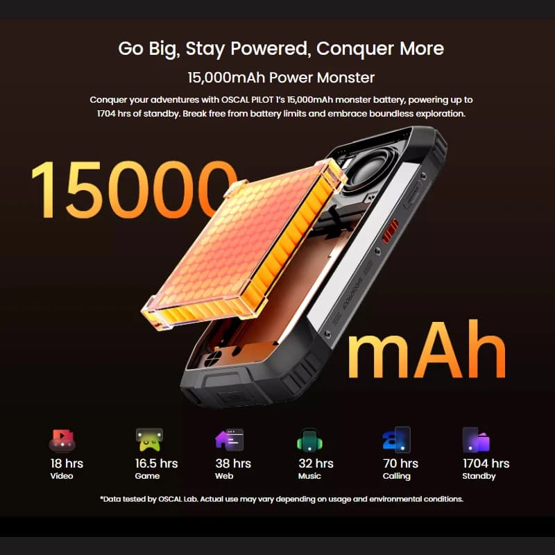 هاتف بلاكفيو أوسكال بايلوت 1 المتين بشاشة 6.67 بوصة عالية الدقة+ بمعدل تحديث 90 هرتز ومكبر صوت 5 واط وذاكرة 6 جيجابايت و256 جيجابايت ومعالج هيليو جي81 وبطارية 15000 مللي أمبير في الساعة وتقنية NFC - 3