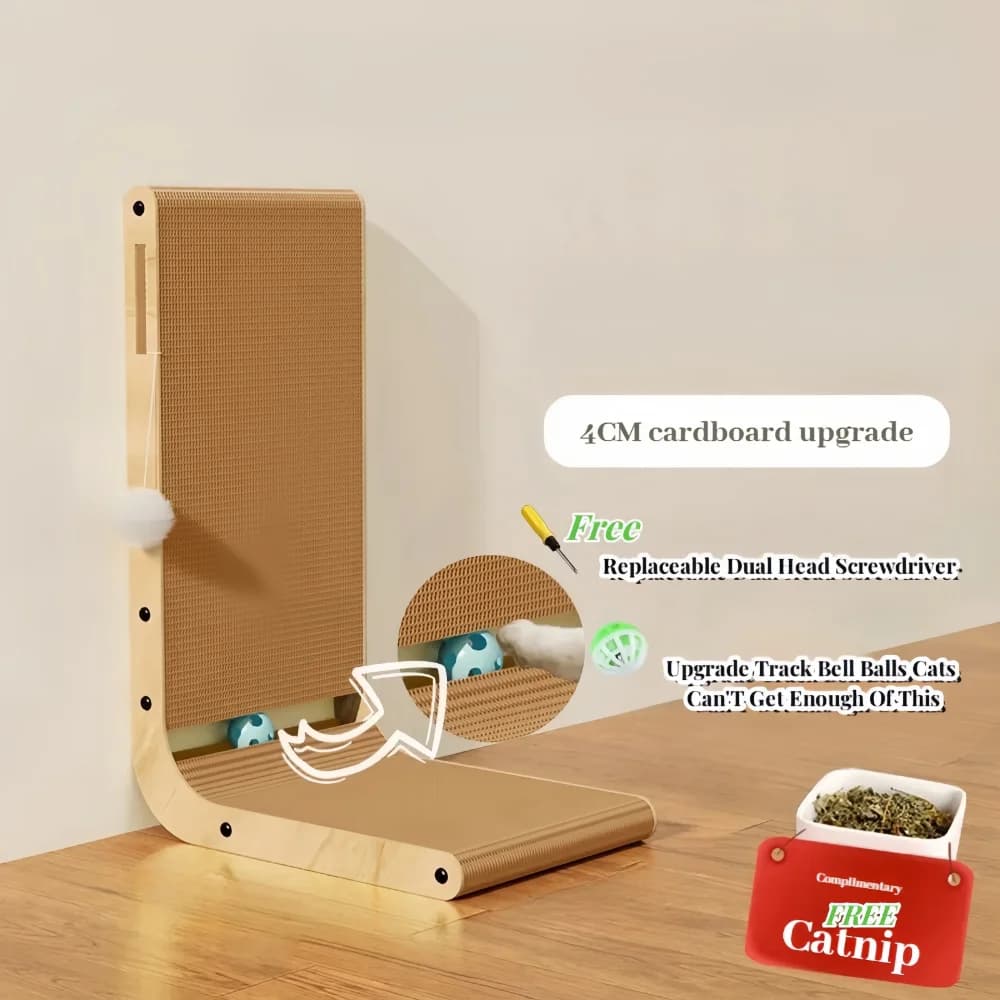 عمود خدش للقطط من الورق المقوى كبير/صغير على شكل L مقاوم للاهتراء والخدش - 6