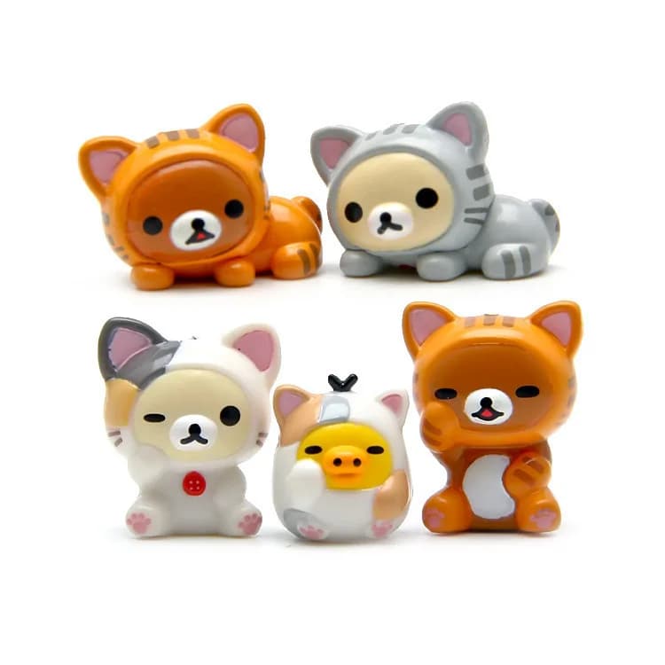 5pcs Rilakkuma Action Figures Cute Relax Bear Doll Kids Classic Toys Car Model Ornaments Home Decoration Children Gift Hot Sales - 3