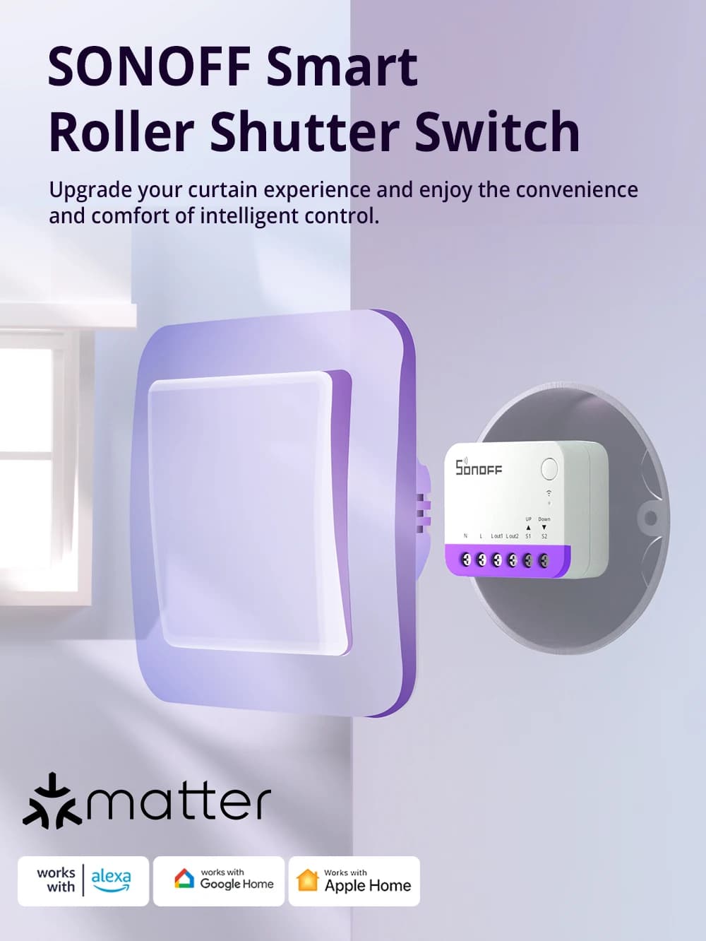 SONOFF MINI-RBS Smart Curtain Roller Shutter Switch Deviation Calibration Smart Scheduling and Exact Control via Matter ALexa - 2