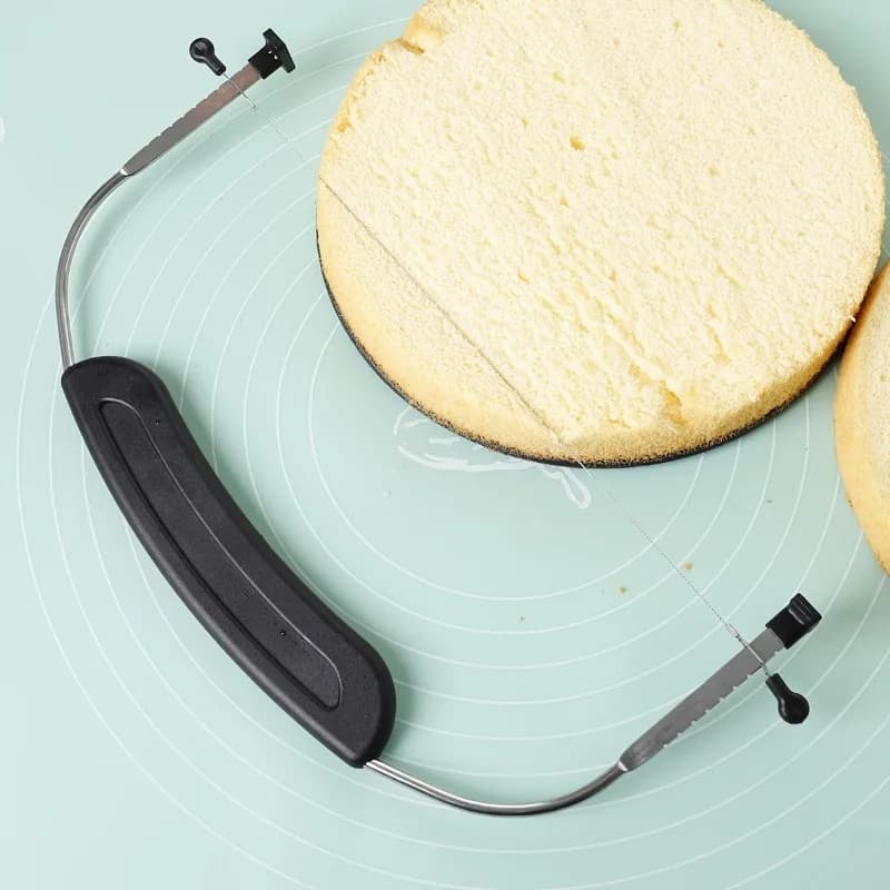 1pc Kitchen DIY Cake Layering Tool With Scale, Cheese Cutting Board Wire Slicer, Adjustable Cake Slicer With Handle - 2