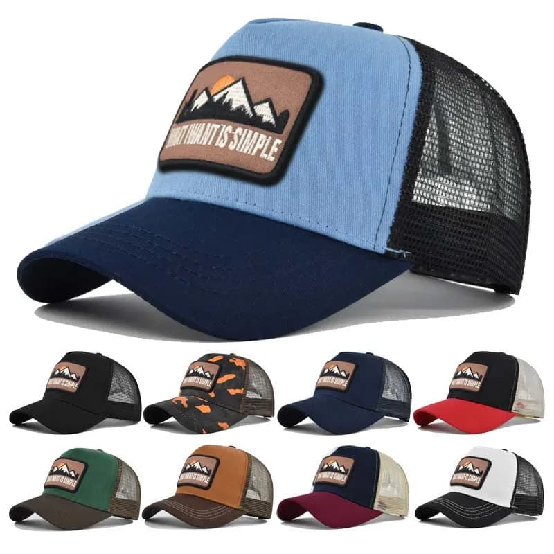 Letter Mesh Breathable Hat Women Men Embroidery Blocking Baseball Cap Sunshade Outdoor Sports Cycling Travel Sun Hat Dad Hat