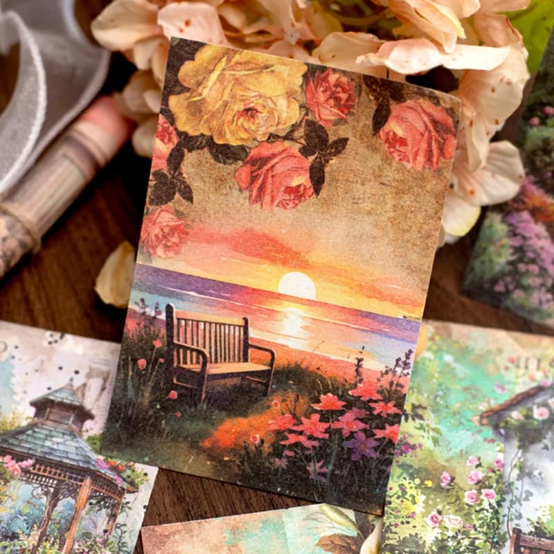 100 قطعة/الحزمة حديقة الهمس سلسلة الرجعية كتيب المسيل للدموع المواد ورقة الإبداعية DIY بها بنفسك اليدوية سجل القصاصات الجمالية ورق الحرف - 4