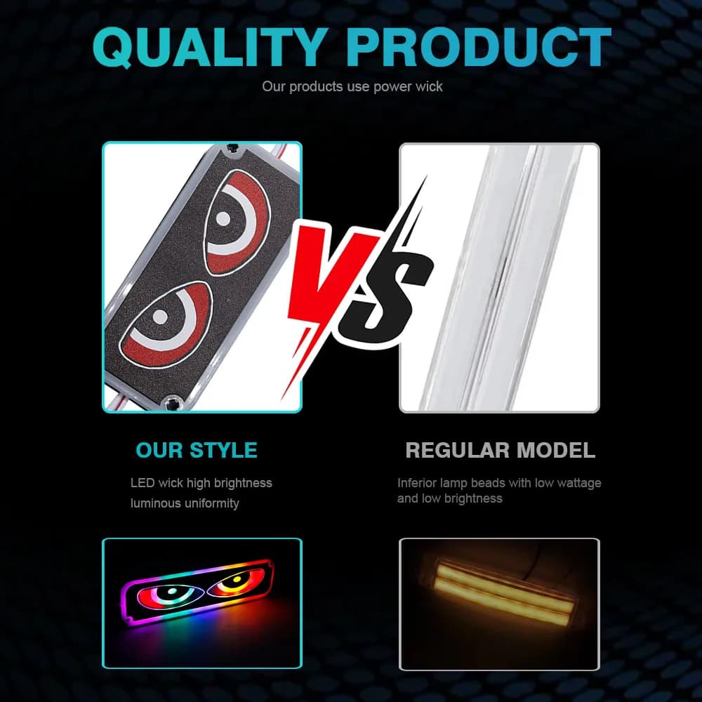 قطعة واحدة وحدة عين شريرة LED RGB إضاءة تحذير ستروب عين شيطان مصباح طوارئ وماض للسيارات والدراجات النارية - 3