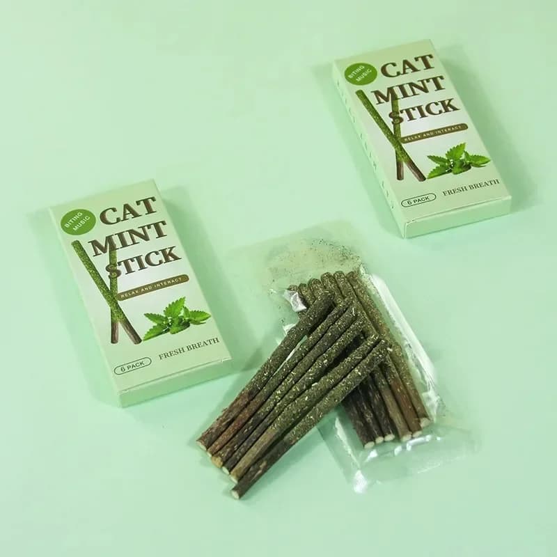 6pcs Natural Matatabi Cat Stick Mint Caught Bite Excited Rods Silvervine For Cat Teeth Cleaning Treating Pet Supply Cat Supplies - 6