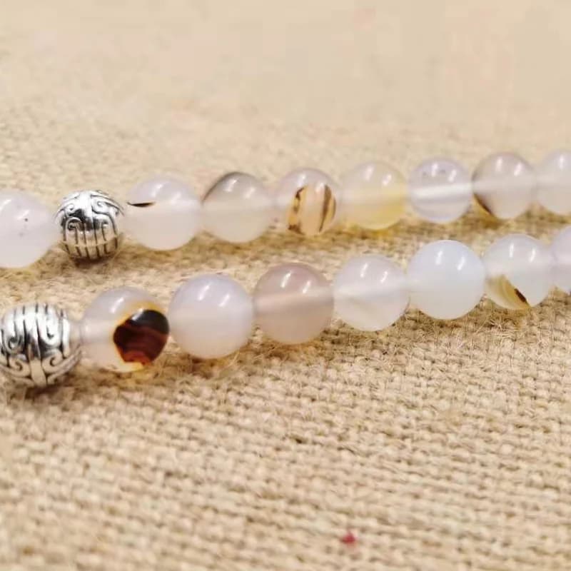 سوار من حجر الكالسيدوني الأجيت الطبيعي بتصميم تركي إكسسوارات مسلمين حبات صلاة هدية عيد مسبحة - 3