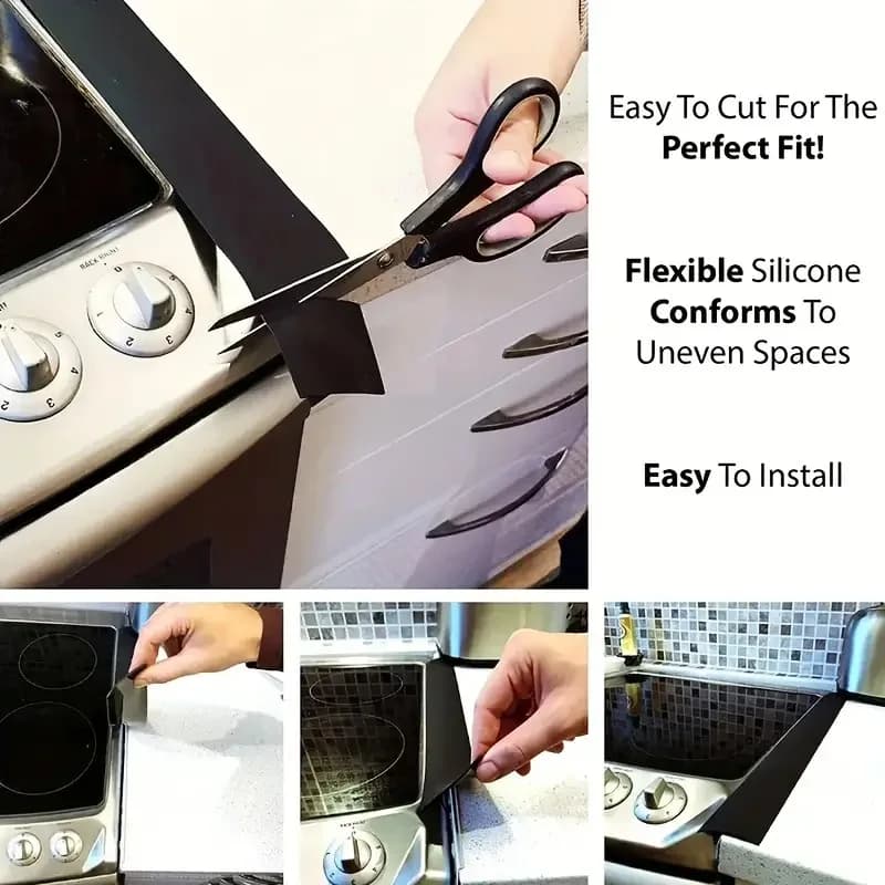 موقد مكافحة الفجوة غطاء المطبخ سيليكون حصيرة مقاومة للحرارة موقد غاز حامي شق تنظيف وسادة النفط الغبار ختم غطاء طباخ 1 قطعة - 6