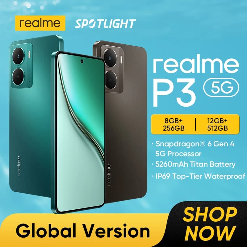 [Global Version] realme P3 5G Smartphone Snapdragon® 6 Gen 4 Chipset 5260mAh Battery 6.67" 120Hz AMOLED Display 45W Charge NFC