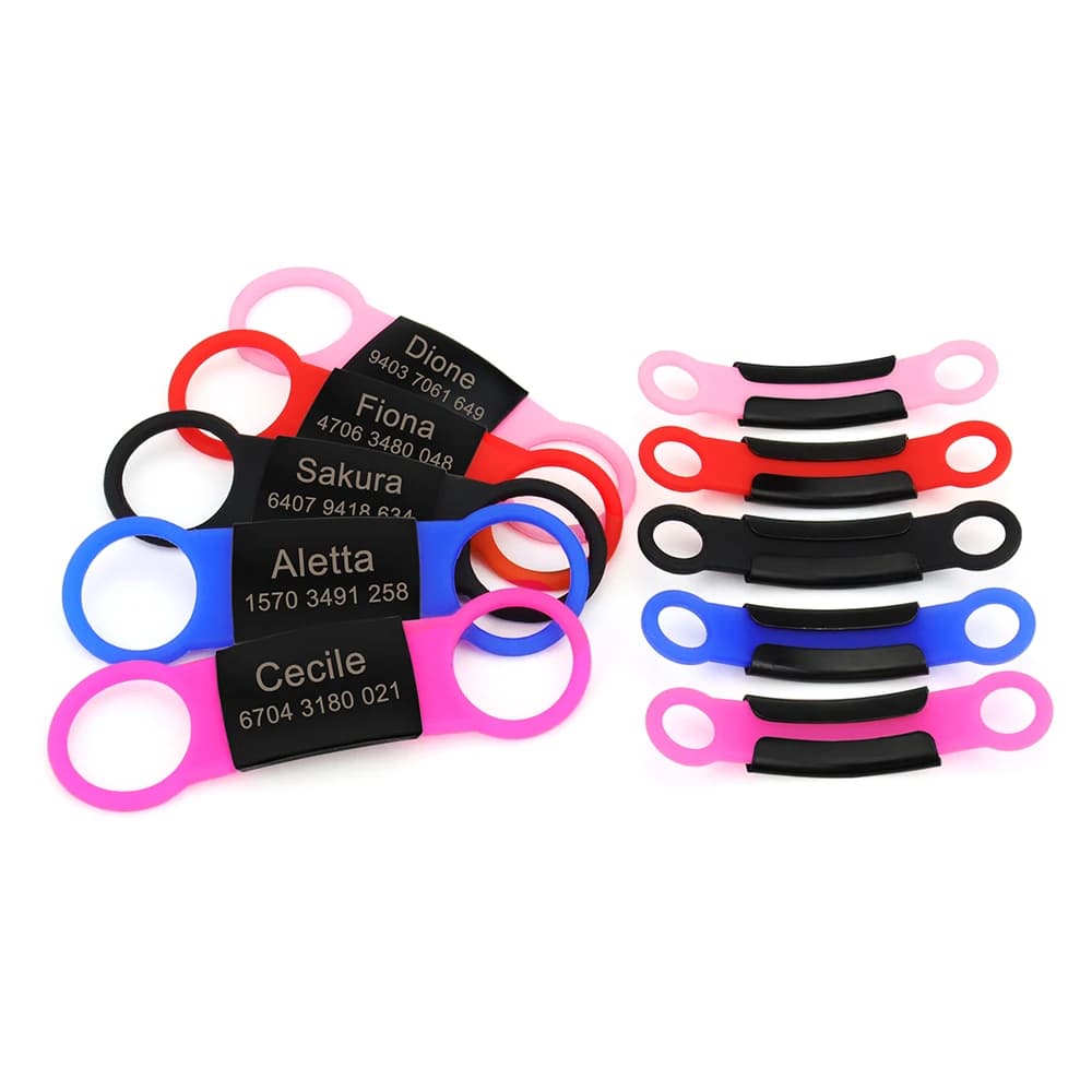 إكسسوارات اسم هوية محفورة مخصصة سيليكون بطاقة كلب قطة لوحة اسم مخصصة جرو أسود بطاقات طوق مستلزمات حيوانات أليفة - 2