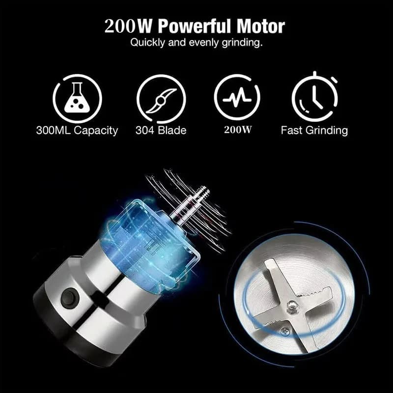 مطحنة حبوب متعددة الوظائف للمطبخ، 4 شفرات، تقطيع القهوة، مطحنة قهوة كهربائية منزلية، خلاط نكهة المكسرات والبقول - 6