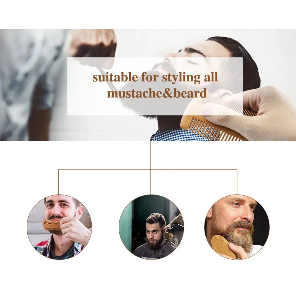 مجموعة فرشاة حلاقة احترافية للرجال من شعر الخنزير البري فرشاة لحية طبيعية ومشط لأدوات تنظيف وتصفيف الوجه - 4