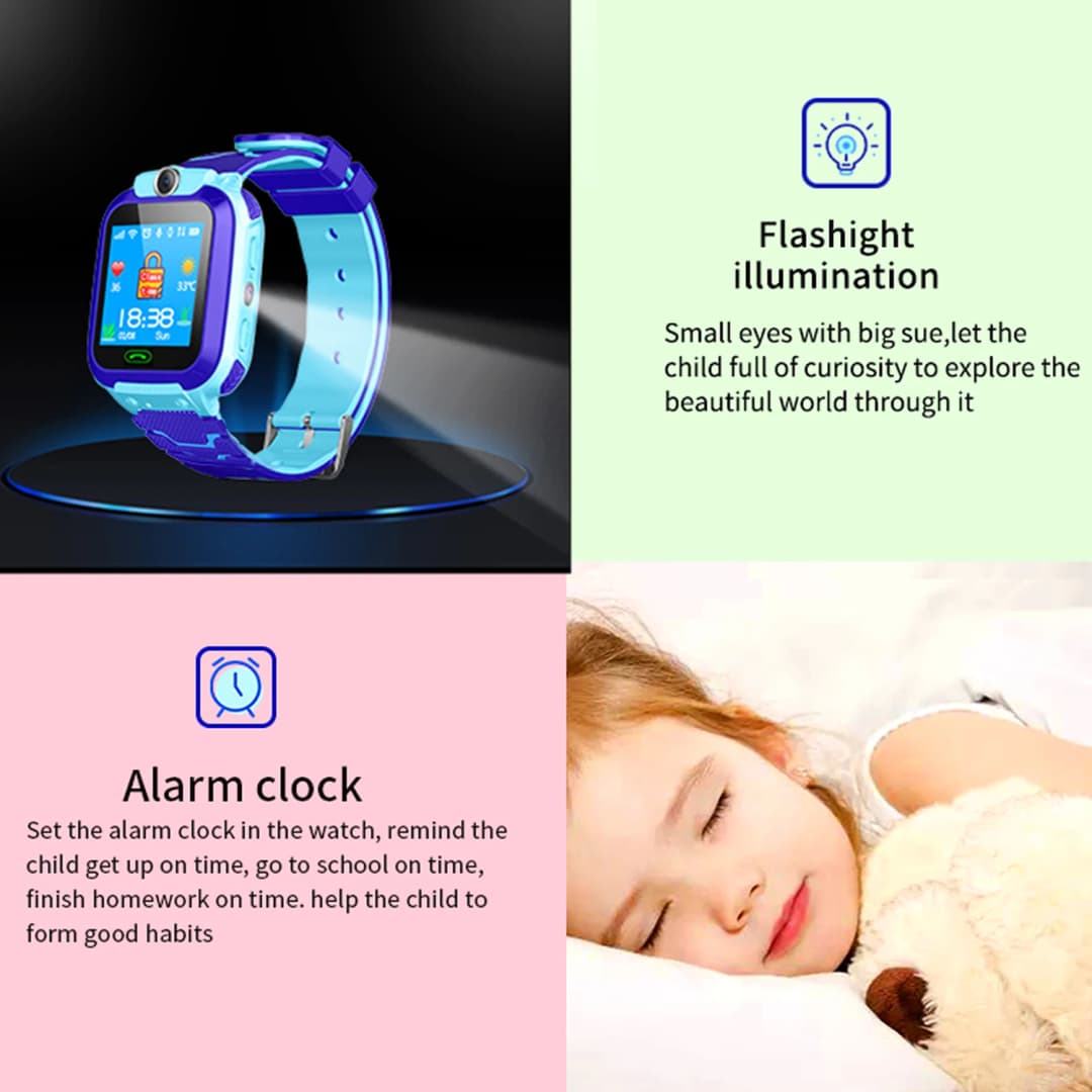 ساعة ذكية للأطفال Q12B مع نظام تحديد المواقع العالمي (GPS) وواي فاي ومكالمات الفيديو وخدمة الطوارئ SOS ومقاومة للماء بمعيار IP67، ساعة ذكية للأطفال مع كاميرا ومراقبة وتتبع الموقع - 6