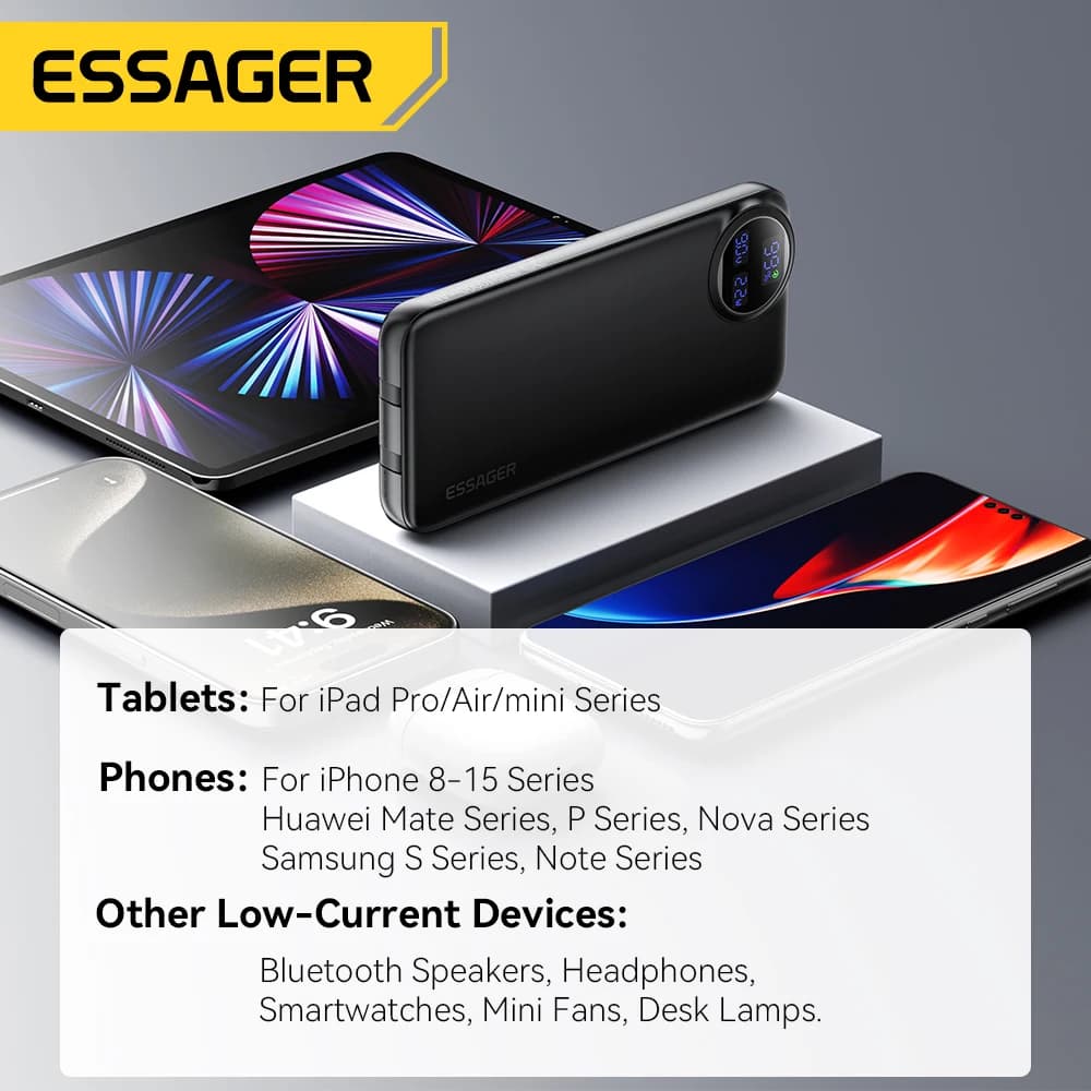 Essager Power Bank 30000mAh 22.5W PD Fast Charging Portable Powerbank 20000mAh/10000mAh For iPhone 16 15 14pro Max Huawei Xiaomi - 6