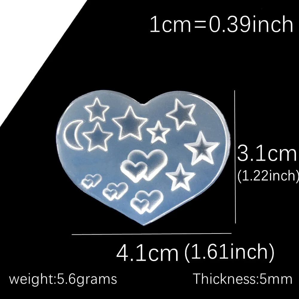 SNASAN Tiny Beads Cartoon Flowers Heart Star Nail Art Earrings Silicone Mould Jewelry Casting Tool UV Epoxy Resin Silicone Mold - 2