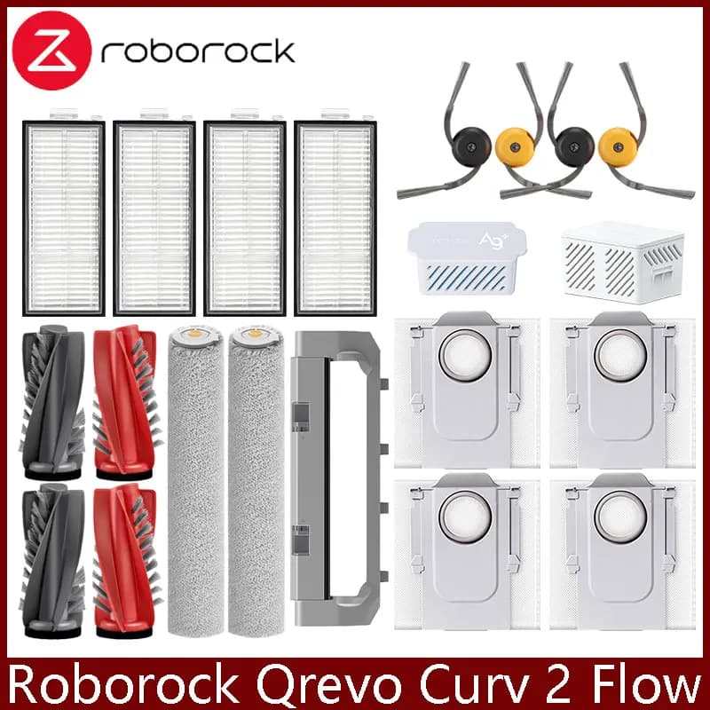 Roborock Qrevo Curv 2 Flow/Qrevo Curv 2 Flow Robot Vacuum Accessorie Main Side Brushe Mop Cloth HEPA Filter Dust Bag Spare Parts