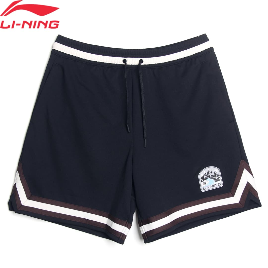 شورت كرة سلة رجالي Li-Ning مقاس عادي 100% بوليستر قابل للتنفس خصر قابل للتعديل ملابس رياضية AKSV941