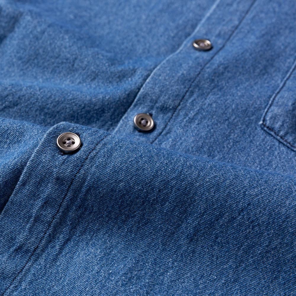Man 100% Cotton Western Denim Pocket Shirt Long Sleeve Standard-fit Comfort Durability Soft Casual Washed Durability Work Shirts - 5