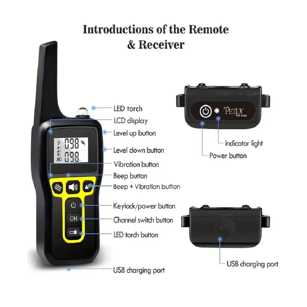 No Shock Vibration Dog Training Collar 1000M Remote Anti Bark Collar Rechargeable Waterproof  Vibration Collar for All Dogs - 3