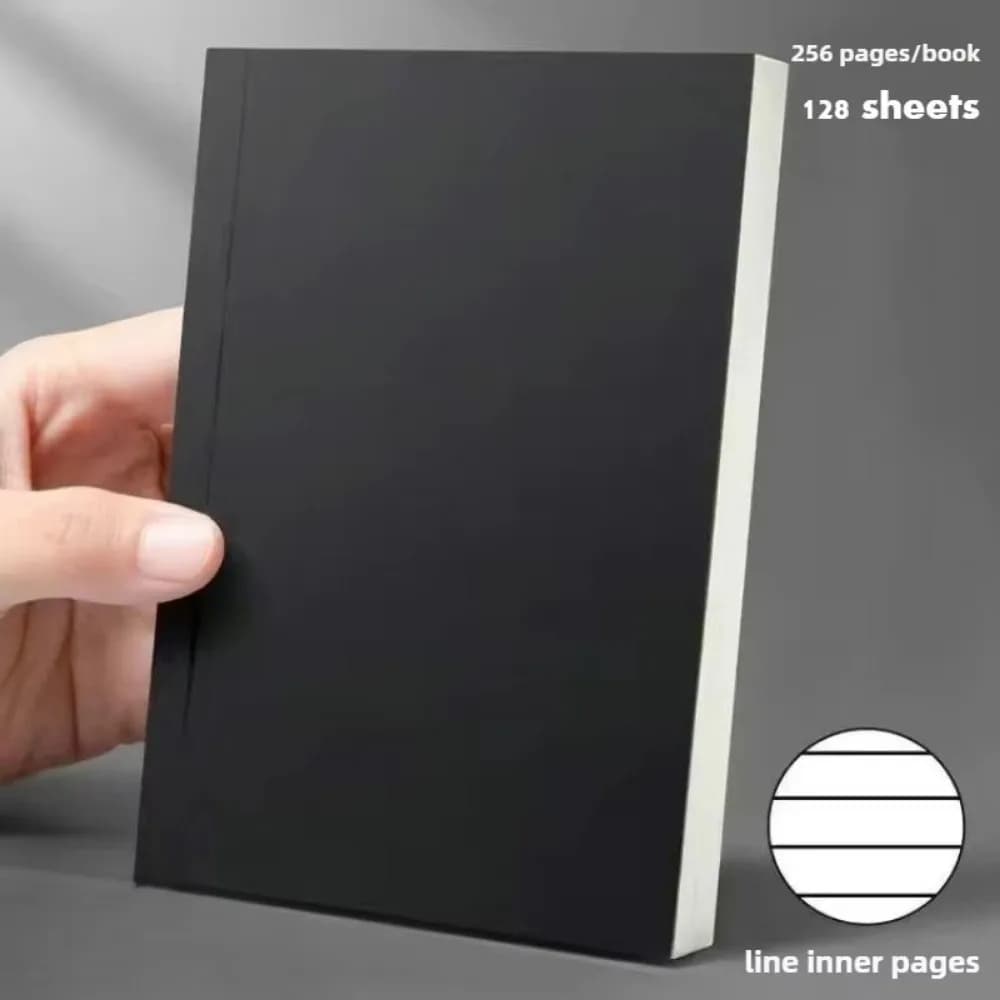 دفتر جيب جديد A6، 256 صفحة، 128 ورقة، خط شبكة فارغ، مفكرة صغيرة بغطاء ورقي كرافت سميك - 2
