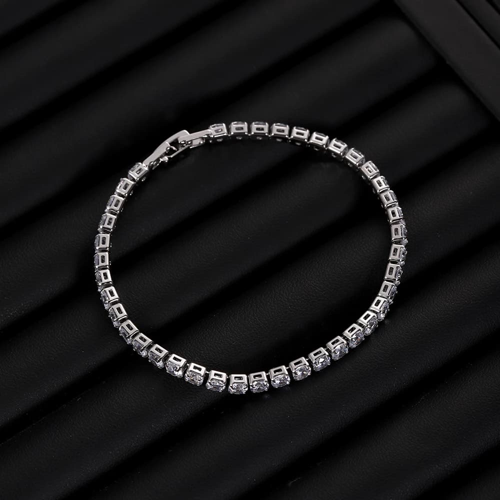 Luxury Hiphop Iced Out 4mm Cubic Zirconia Crystal Tennis Bracelets For Women Men Gold Color Silver Color Bracelet Chain Jewelry - 6