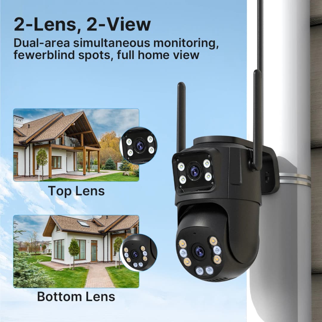 4K 8MP HD Wifi PTZ Camera Outdoor 4MP Dual Lens Dual Screen AI Auto Tracking IP Camera CCTV Audio Video Surveillance P2P iCSee - 3